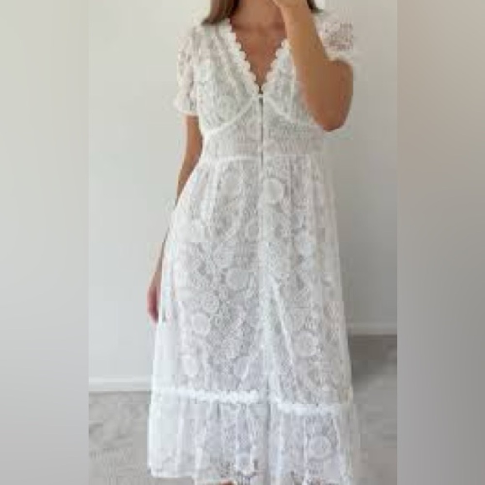 By the River Chic White Lace Midi Dress🌺🌺🌺 - Picture 4 of 7